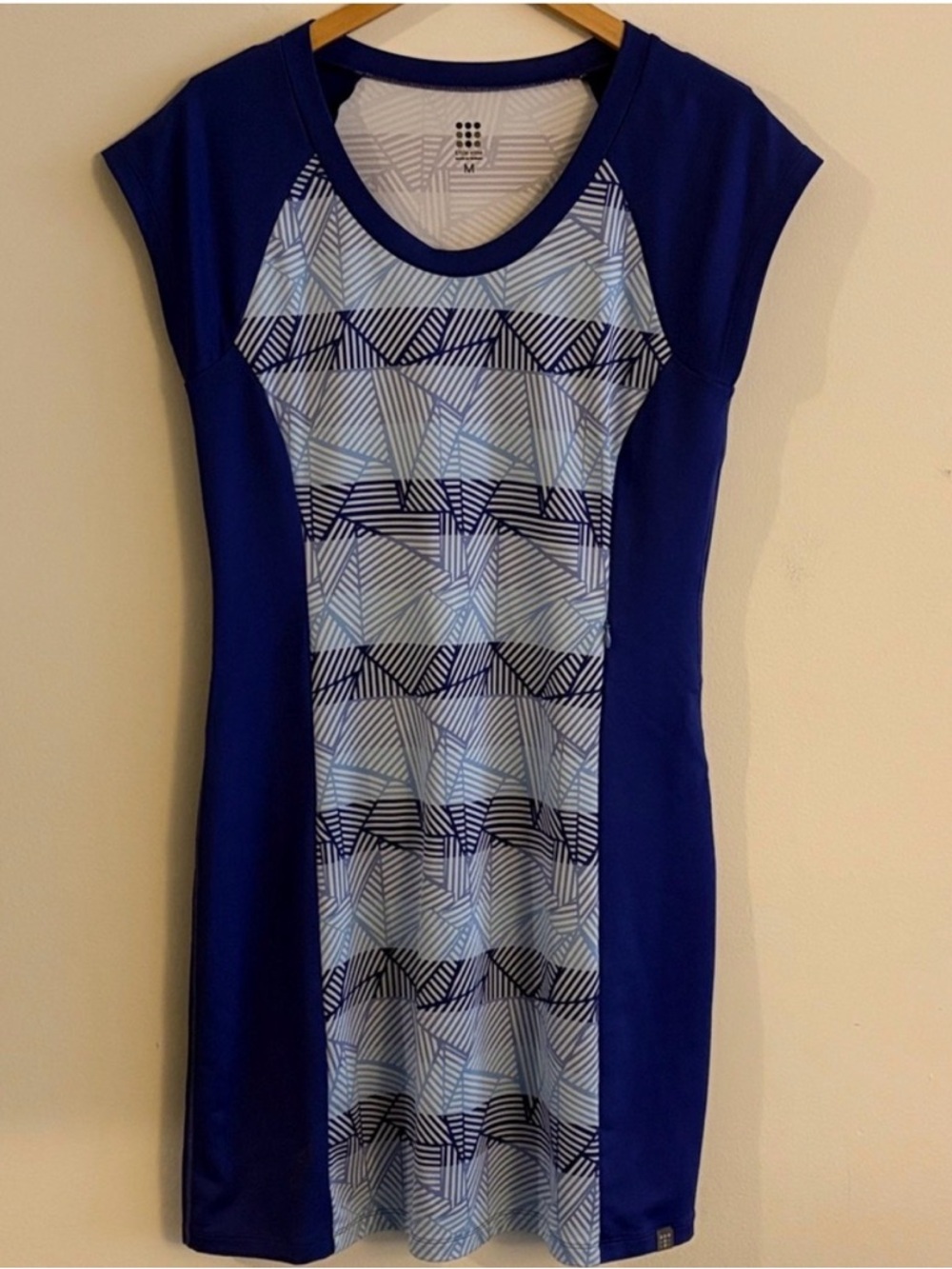 Title Nine Royal Blue & Light Blue Geometric Midi Dress